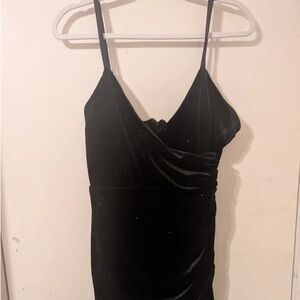 Classic Black Velvet Slip Dress - Elegant Spaghetti Strap